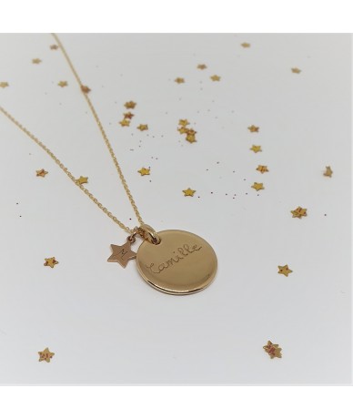 gold-plated chains and charms for personalised necklace by Anne L Or London engraving