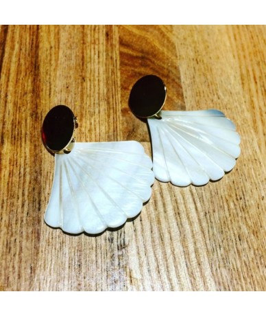 Mother-on-pearl earrings handmade in London in limited edition by Anne L'Or London