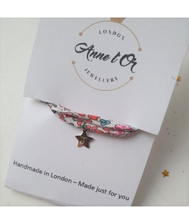 Mini charms and liberty braid for intitials personalised bracelet made by Anne L'Or London