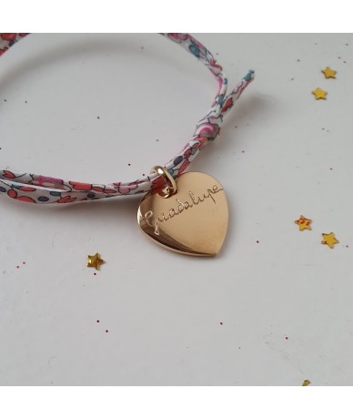 Liberty personalised bracelet with a gold-plated heart charm by Anne L'Or