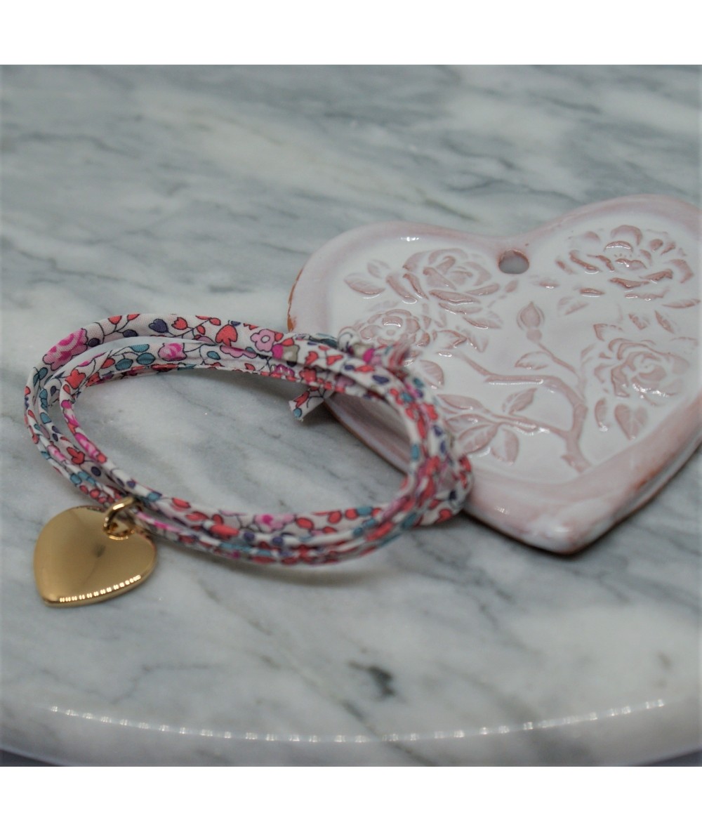 Liberty personalised bracelet with a gold-plated heart charm by Anne L'Or