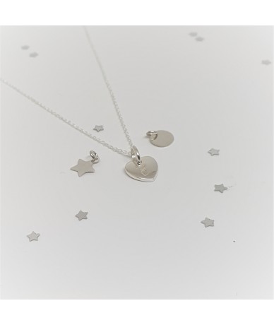 Personalised initials necklace 3 Silver 925 mini-charms handgraved on a forcat chain handmade by Anne L'Or London