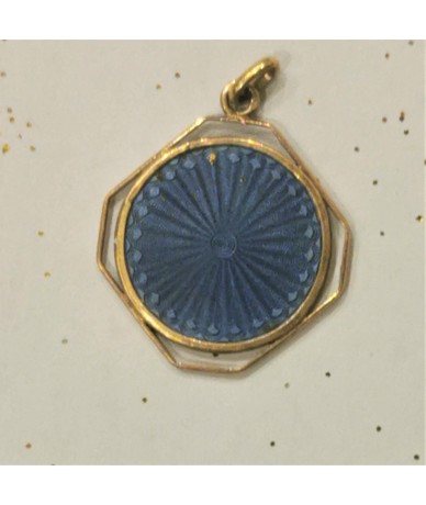 Blue Enamel Medal 18 gold carat Antique 1930 Medal signed by Jean Catel back  by Anne L Or London