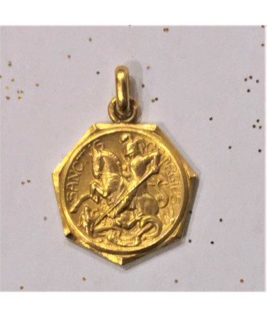 Saint Georges Medal 18 gold carat Antique Medal 1920 signed by g. Rabier zoom on front by Anne L Or London