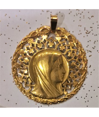 Virgin Mary Medal  18 gold carat Antique 1905 sign by Paul Brandt by Anne L Or London