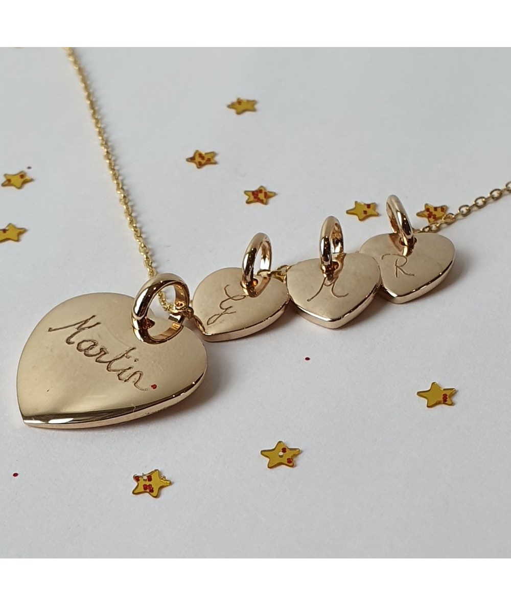 Personalised Heart necklace handgraved on forcat chain handmade by Anne L'Or London