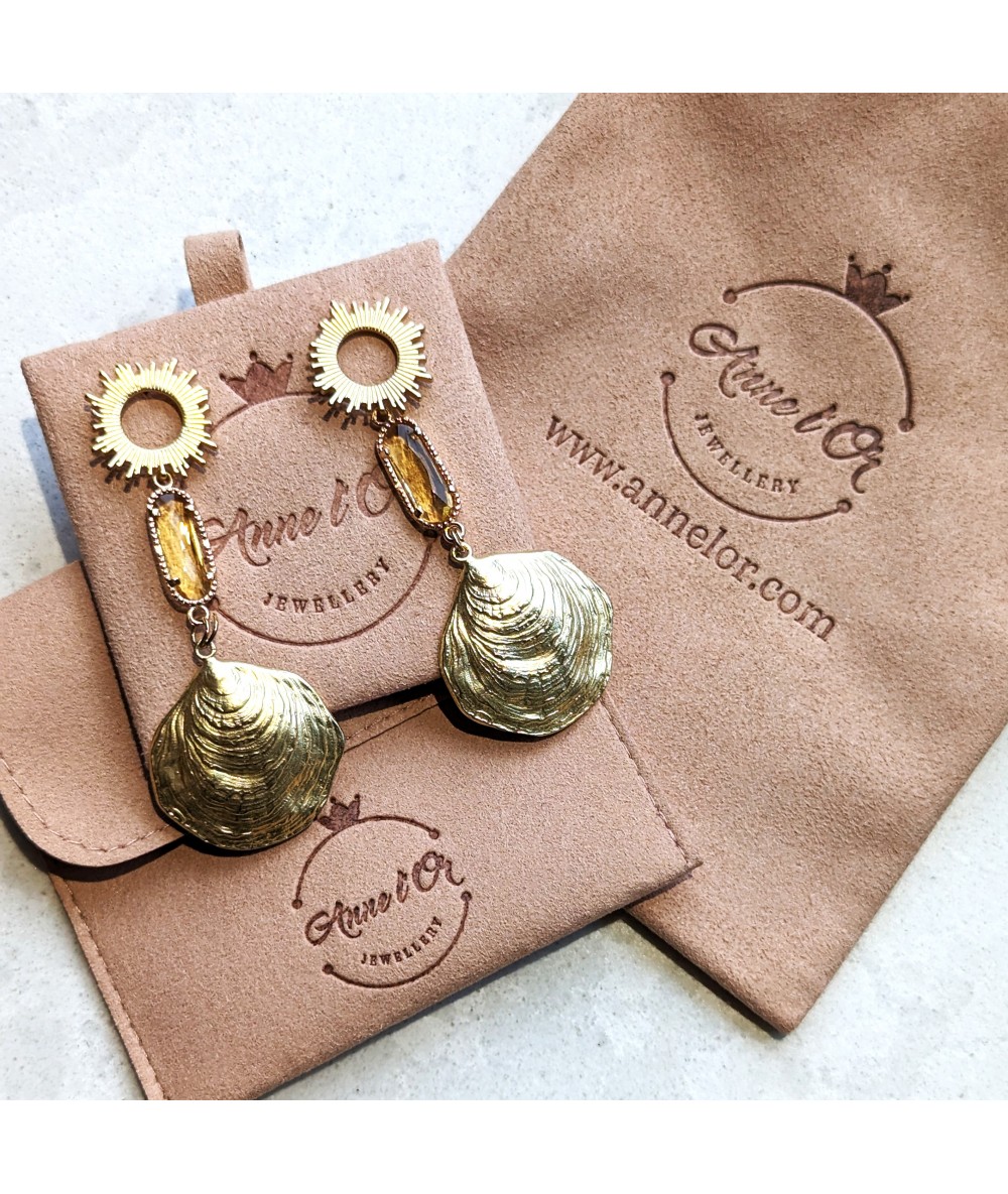 Sun Earrings by Anne L Or London with cristal and gold plated elements handmade in London