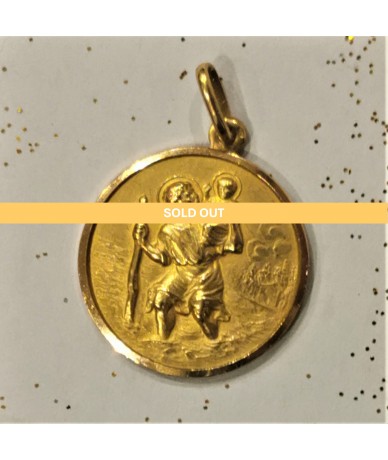 St Christopher Medal Scapulaire front 18 gold carat Antique by Anne L Or London Sold Out