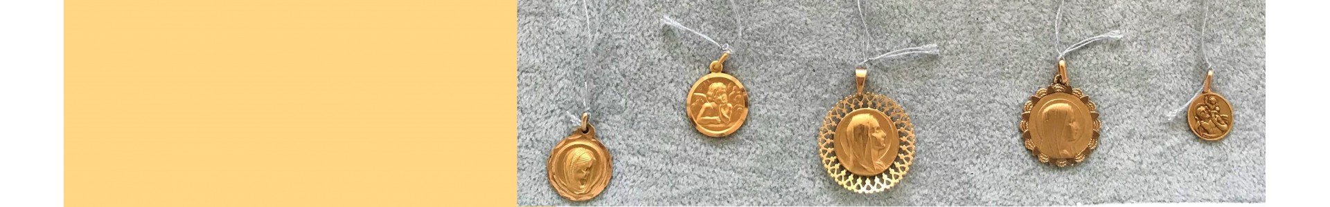 Fine gold antique 18 carat gold religious medals by Anne L Or